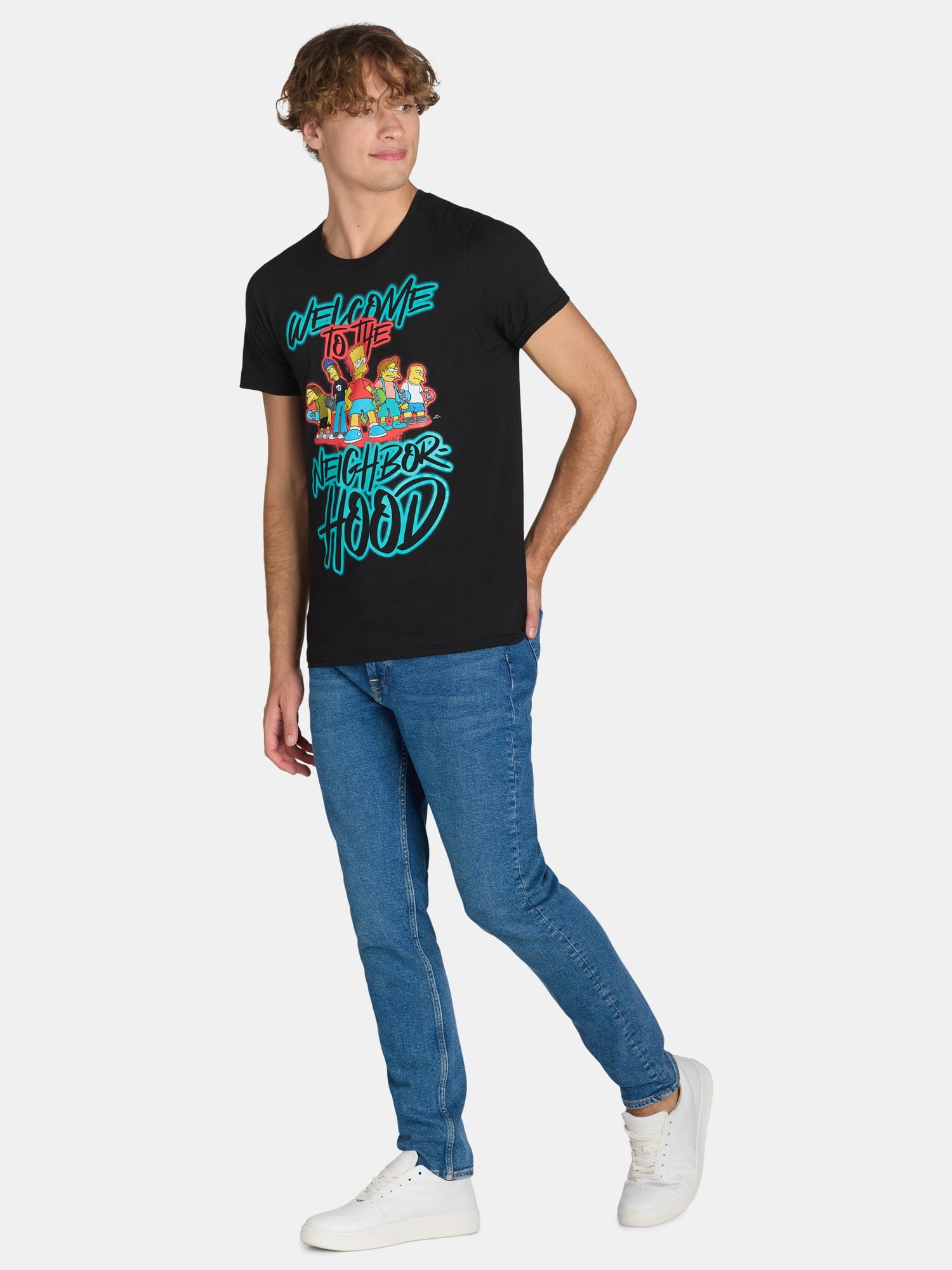 Simpsons Men’s & Big Men's Neighborhood Graphic Tee Shirt, Sizes S-3XL