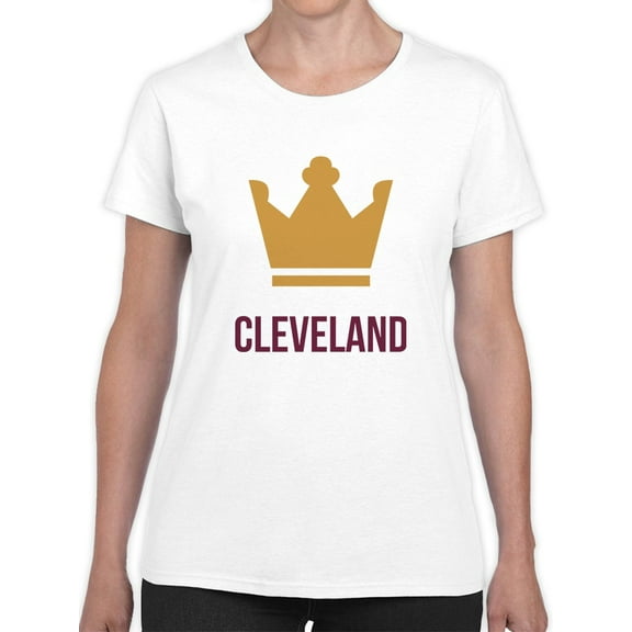 Cleveland King Crown Women White T-Shirt, Female Large