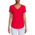 thumbnail image 3 of No Boundaries Juniors Brushed V-Neck T-Shirt with Short Sleeves, 2-Pack, Sizes XS-XXXL, 3 of 5