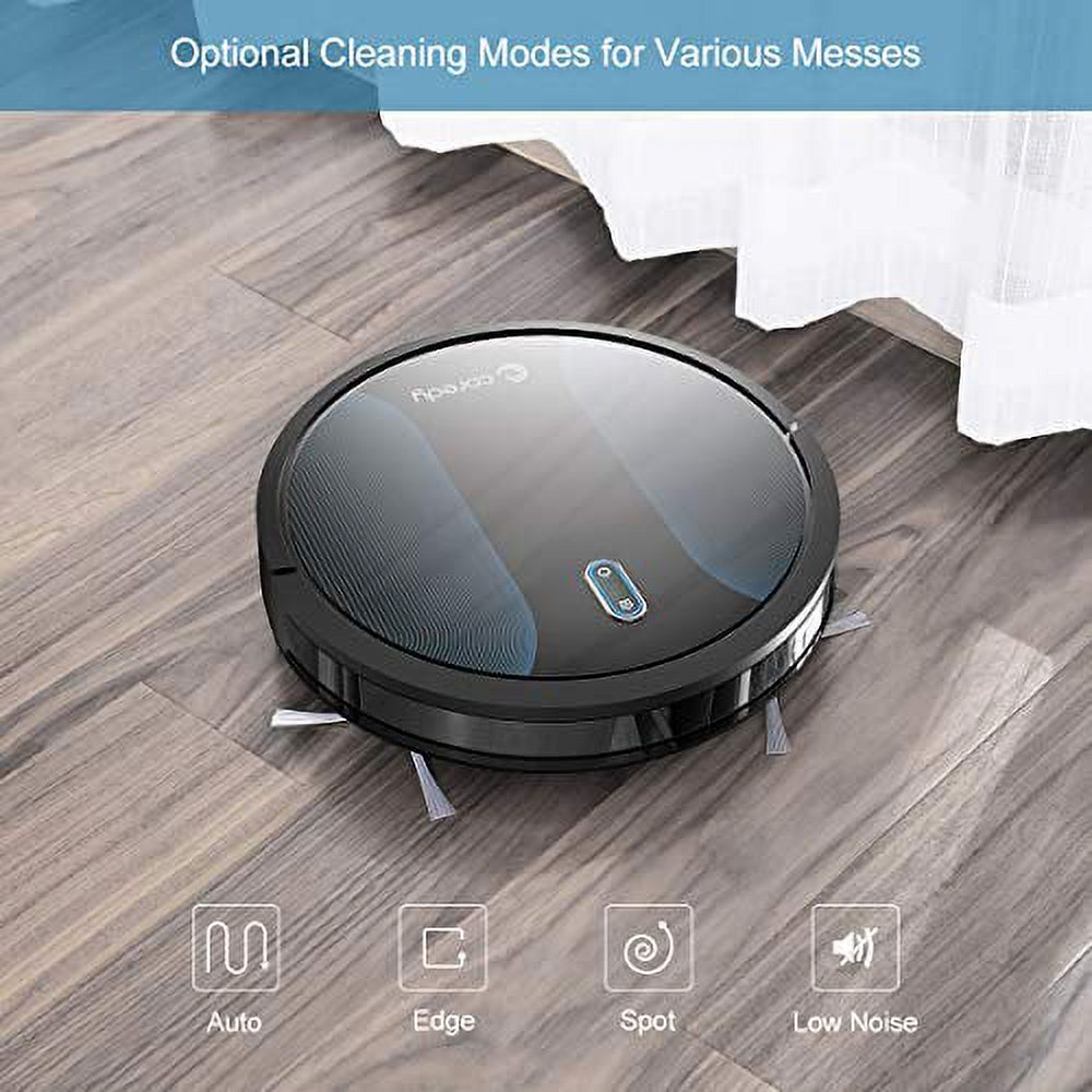 Coredy Robot Vacuum Cleaner, Fully Upgraded, Boundary Strip Supported, 360Â° Smart Sensor Protection, 1400pa Max Suction, Super Quiet, Self-Charge Robotic Vacuum, Cleans Pet Fur, Hard Floor to Carpet - image 4 of 9
