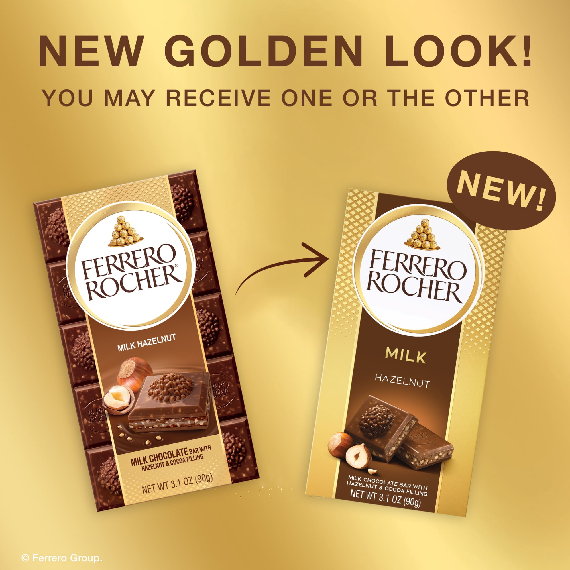 (2 pack) Ferrero Rocher premium chocolate bar, Milk Chocolate with Hazelnut Filling, Perfect Self Treat, 3.1 oz Each