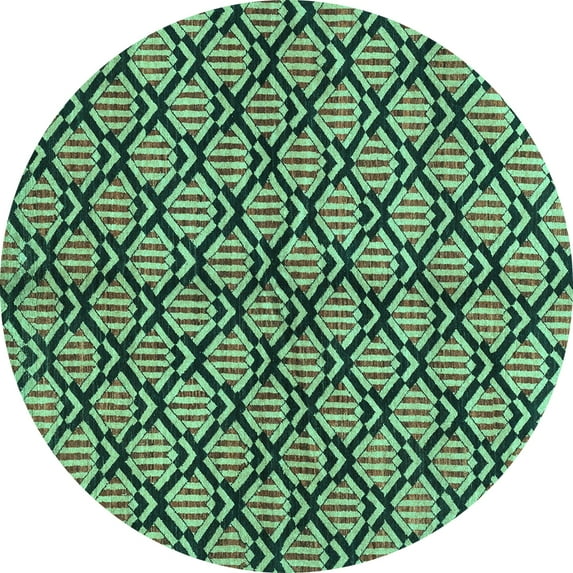 Ahgly Company Indoor Round Abstract Turquoise Blue Modern Area Rugs, 6' Round