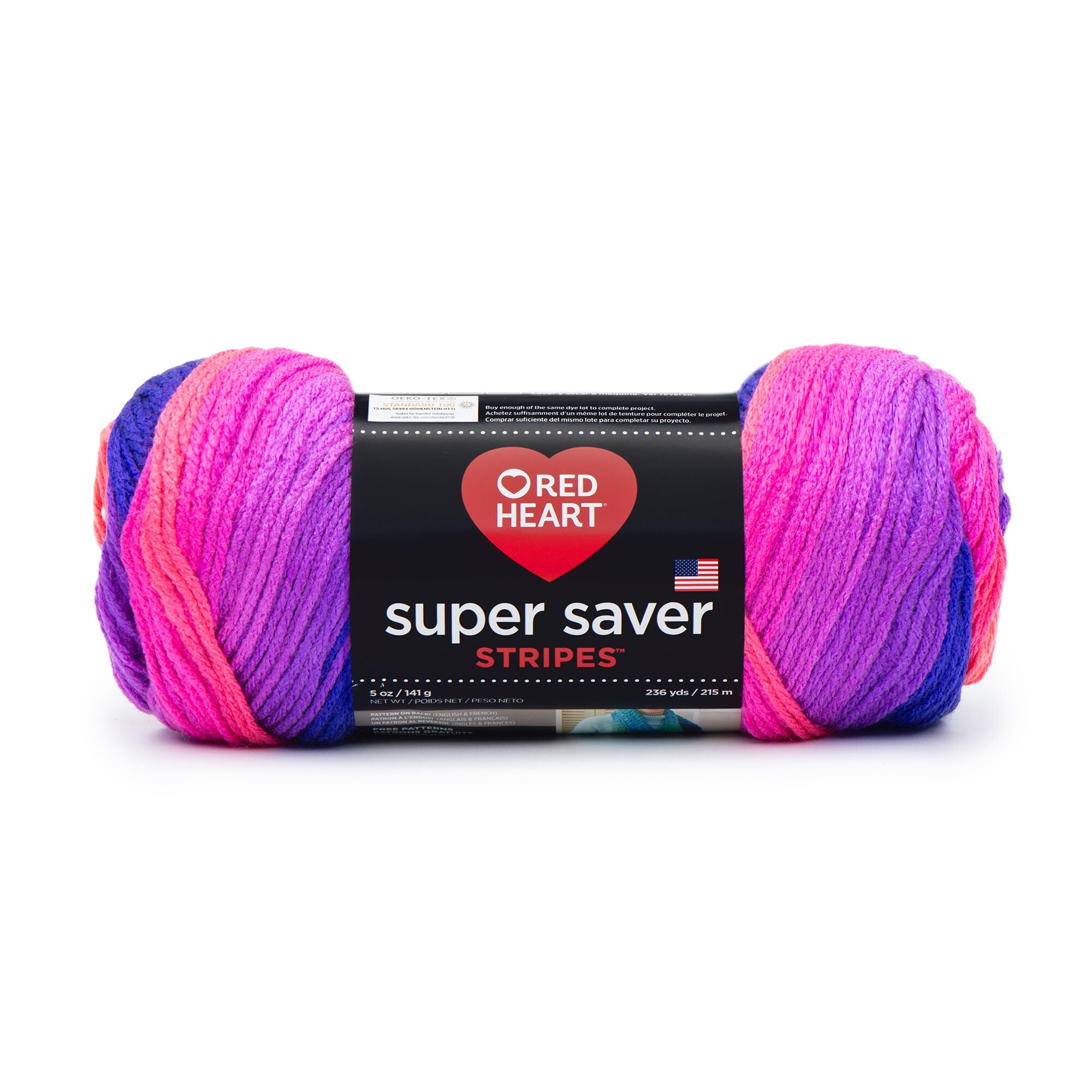 Red Heart Super Saver Size 4 Acrylic Flamenco Stripe Yarn, 236 yd