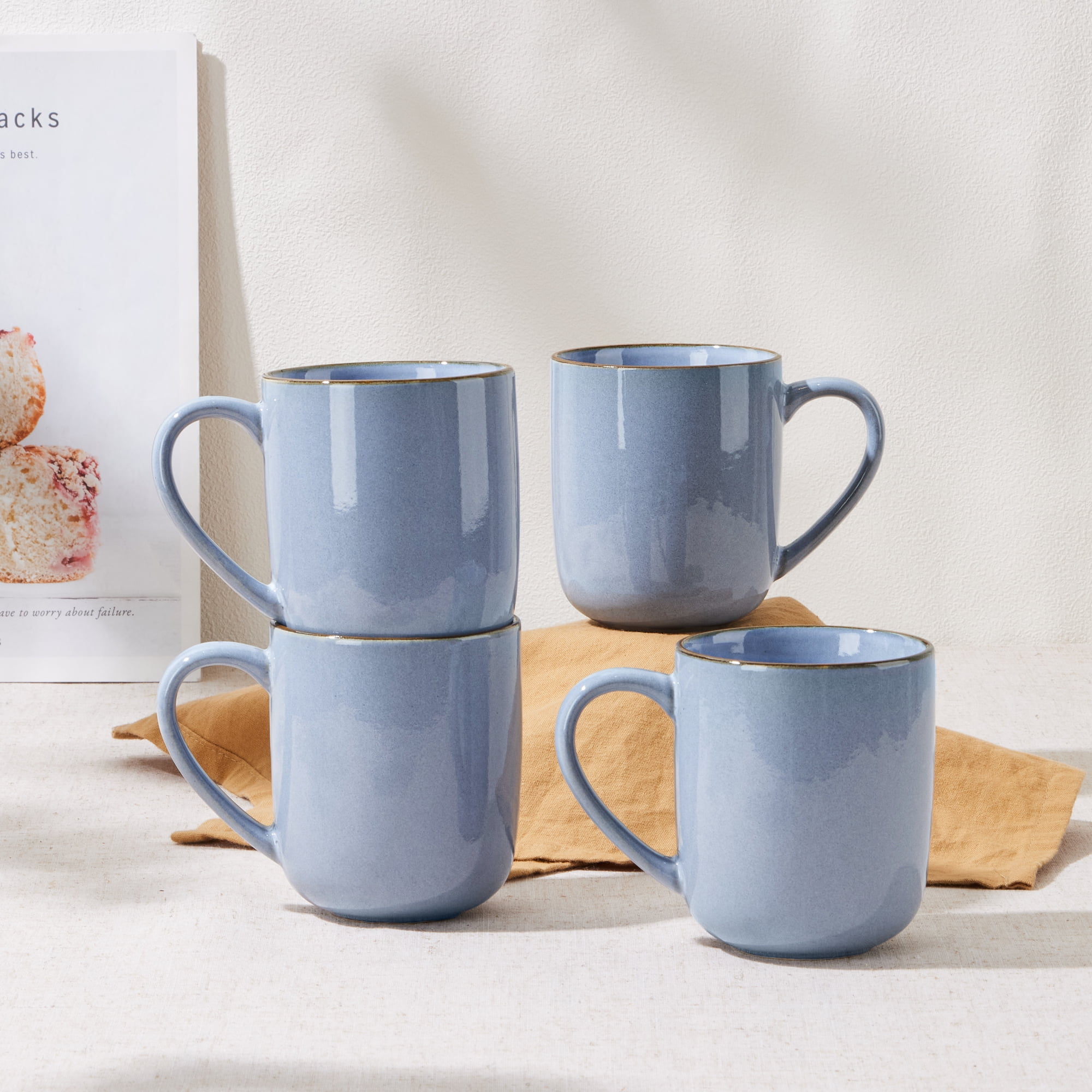Vesteel Coffee Mug Set of 4, Stackable Stoneware Mugs, Microwave-Safe,  14oz, Khaki - Walmart.com