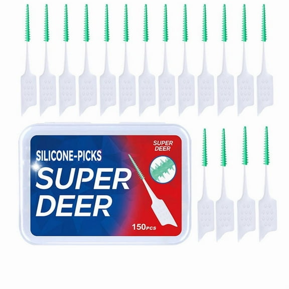Silicone Interdental Brush, Toothpick Stick, 150 Per Box, Easy to Carry