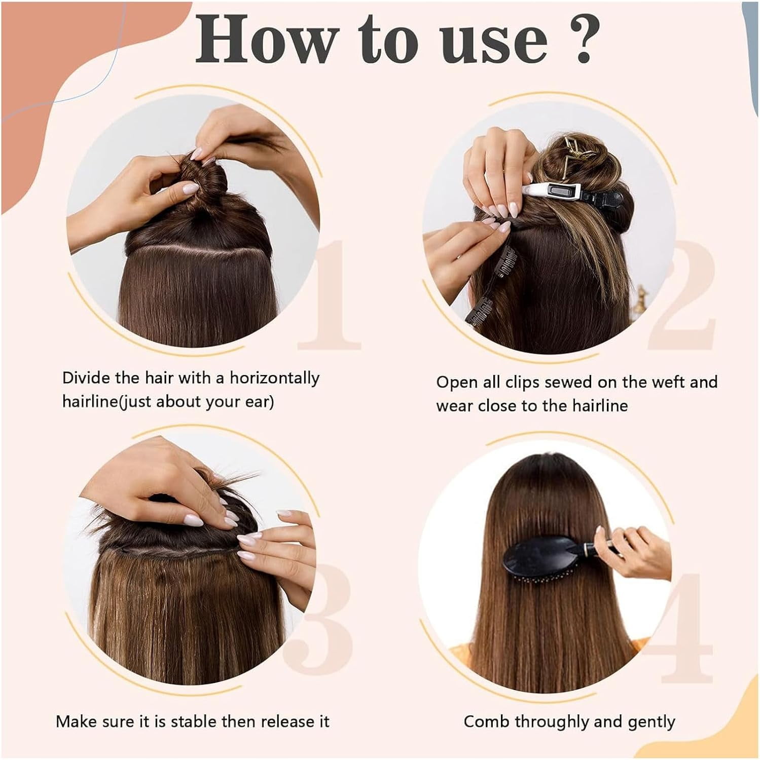 Aorsher One Piece Clip in Hair Extensions, U-Shaped Hair Extensions Weft with 4 Clips, 3/4 Full Head Long Straight Synthetic One Piece Thick Hairpieces for Women, Bleach Blonde Mix Ash Blonde, 24Inch
