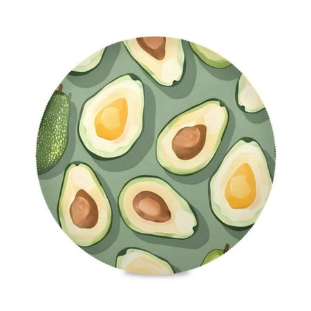 

Round Plate Mat 15.4x15.4 Inchesx1 Placemat Table Mat Kitchen Mat Coffee Mat Fabric Thick Strong Wear-Resistant Heat Resistance Avocado
