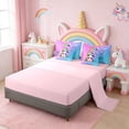 thumbnail image 3 of Erosebridal Girls Unicorn 7-Piece Twin Bedding Sets,Multicolor Glitter Print Bedding Comforter Set For Kids,Reversible Pink, 3 of 7
