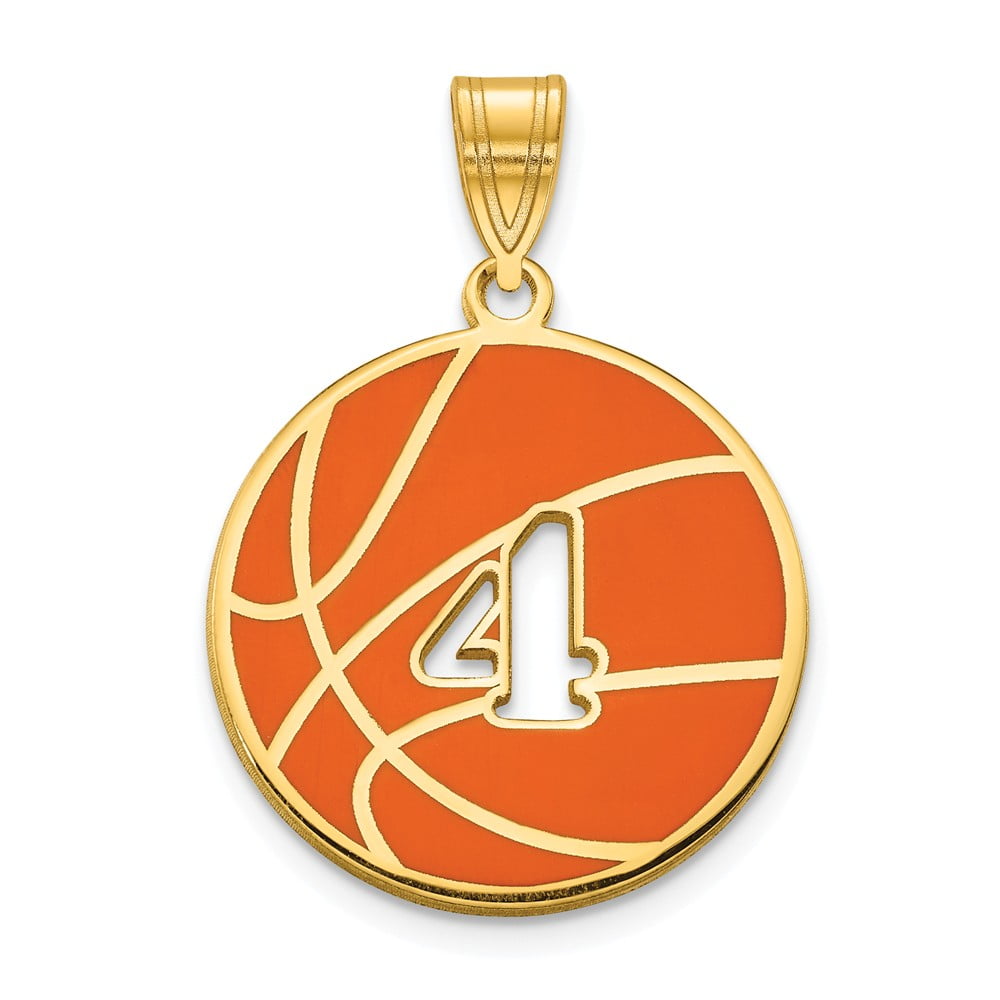 AA Jewels Solid 10k Yellow Gold Epoxied Basketball Charm Pendant with