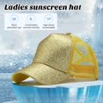 thumbnail image 4 of TNOBHG Ladies Ponytail Baseball Ladies Hat Shiny Powder Hollow Mesh Long Brim Ponytail Hole Adjustable Sunscreen Anti-uv Lightweight Club Party Performance, 4 of 8