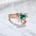 thumbnail image 3 of KANISHKAGEMS&JEWELS 2 Ct 9x7mm / Vintage Emerald Bridal Wedding Ring Set CZ Diamond Curved Proposal Band May Birthstone Ring Set Anniversary Gift For Wife, 3 of 5