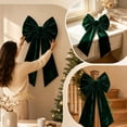 thumbnail image 4 of Large Velvet Christmas Bow, 17.72 x 33.46 inch Extra Long Wreath Bow with Long Streamers, Oversized Holiday Tree Decoration for Front Door and Party, Green, 4 of 7