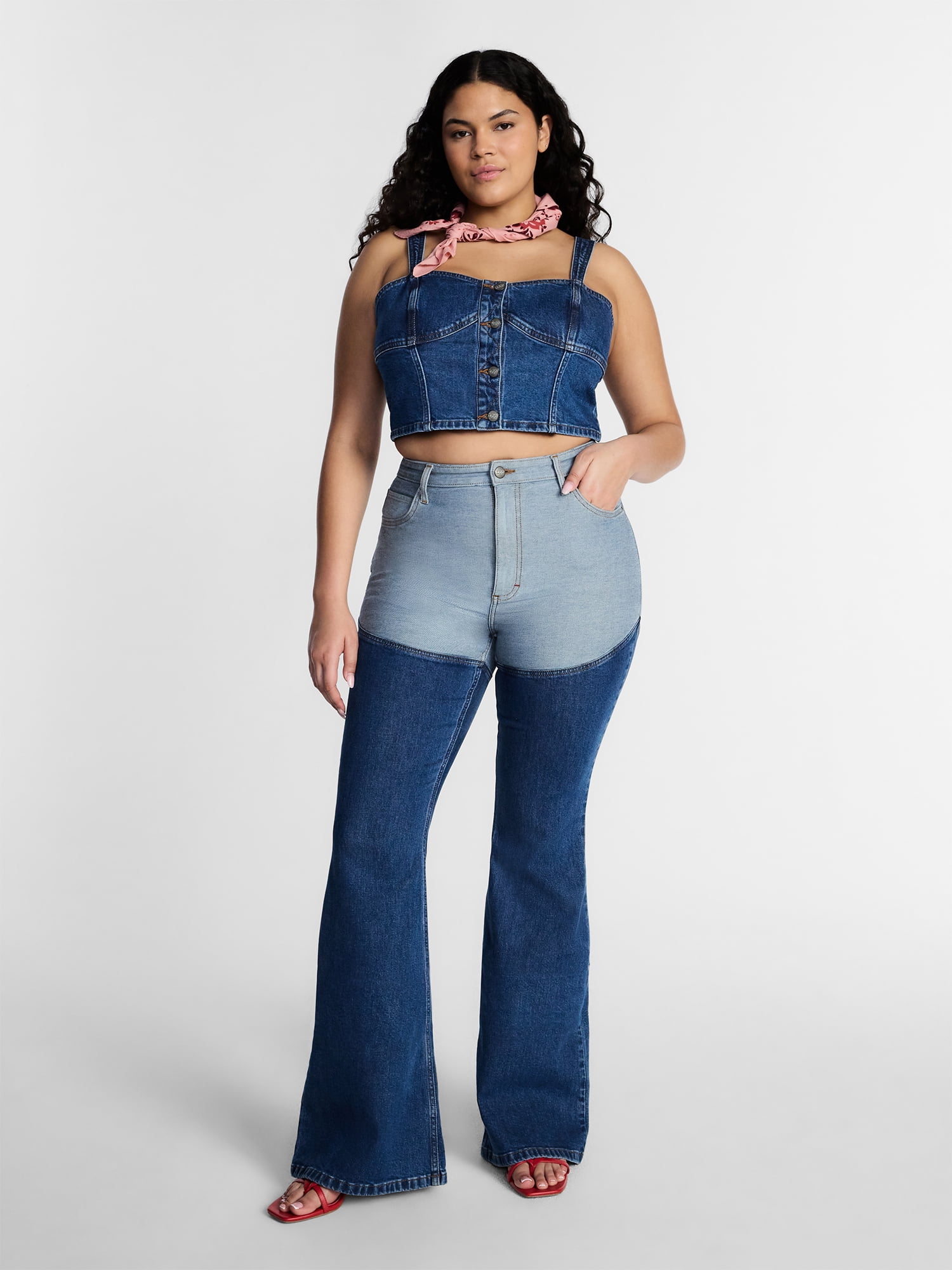 Kacey Lee Women's Long Denim Chaps Jeans, Sizes 0-18
