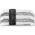 thumbnail image 5 of Sterling Silver Ss Rh Plated White Night Black & Diamond Men's Ring (Size 9) Made In India qr5508-9, 5 of 6
