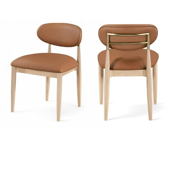 Meridian Furniture Riccio Cognac Vegan Leather Dining Side Chair (Set of 2)