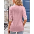 thumbnail image 6 of Gomelly Ladies Tops Stain Silk Blouse Breathable T Shirt Women Comfy Business Shirts Pullover Pink M, 6 of 7