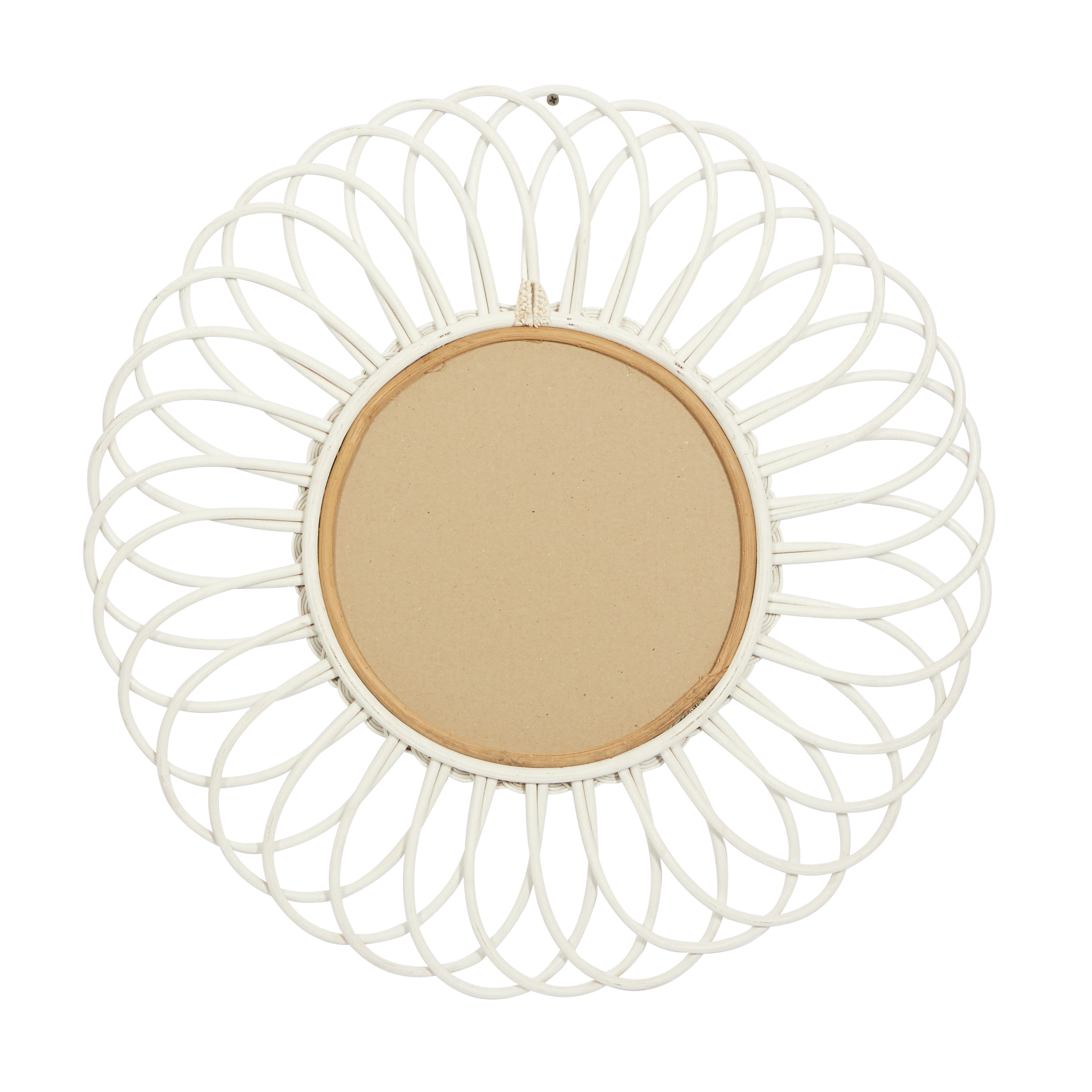 DecMode 24", 20", 16"H White Starburst Wall Mirror, Set of 3