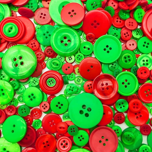 Botones artesanales Qovydx, 1600 unidades, rojos y verdes, surtidos de 1 a 3 cm