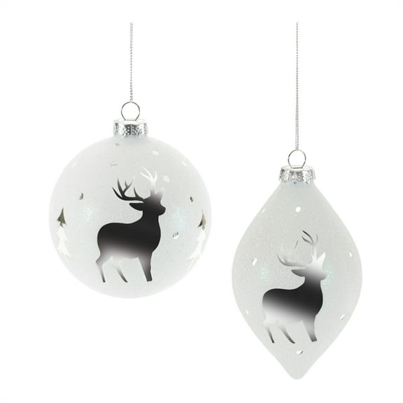 Melrose Glittered Glass Deer Ornament Set of 6