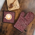thumbnail image 5 of Red Christmas Snow Pattern Kitchen Oven Mitt and Pot Holder Sets 2 Pcs for Baking, Cooking and Grilling, Heat Resistant Up To 392 °F, 5 of 7