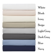 Color Sense 4-Piece 100% Cotton Percale Bed Sheet Set, Cool & Crisp Bedding, Queen, White
