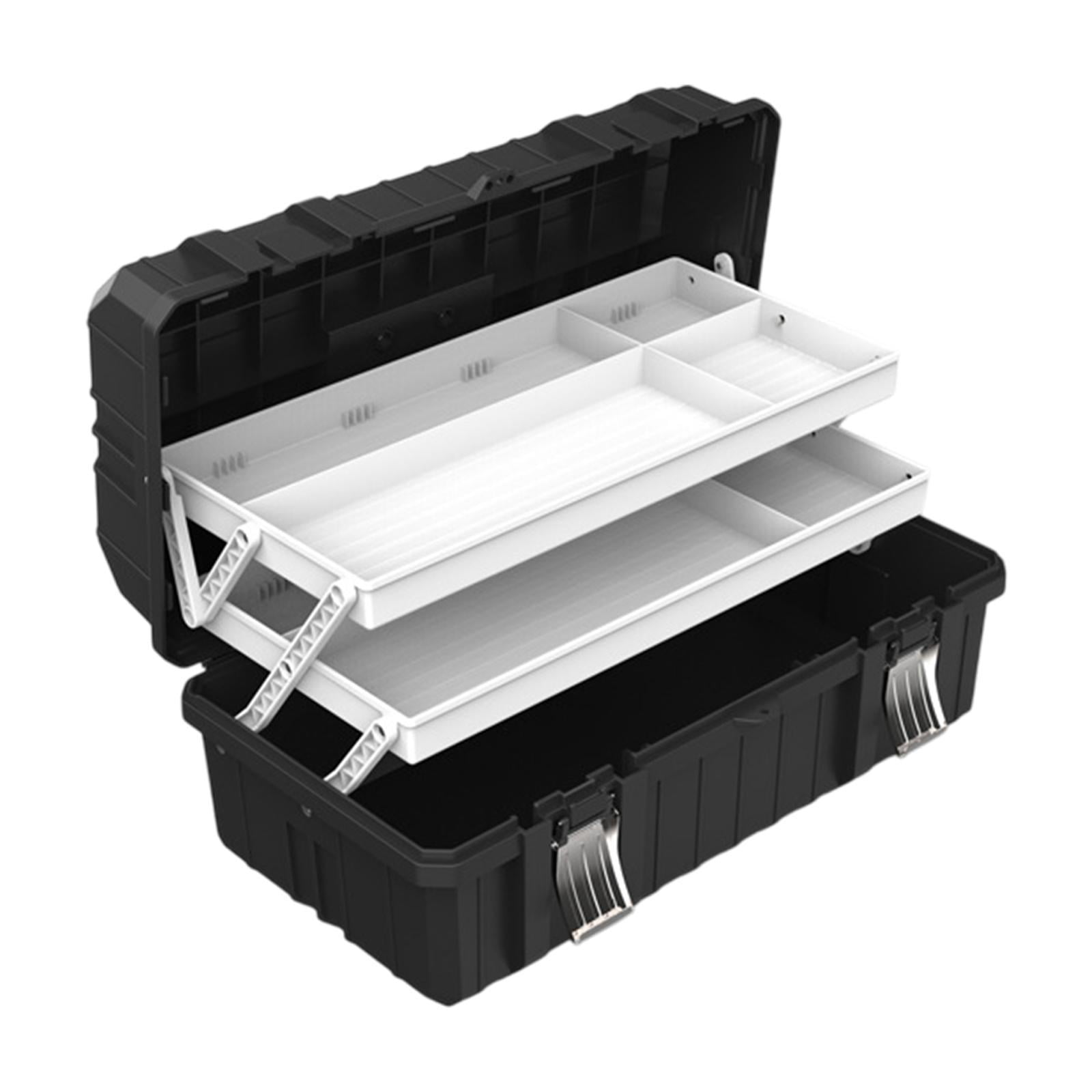 figatia 3 Layer Foldable Tool Box Hardware Parts Storage Case Household Strong Load Bearing Organizer Instrument Container Tackle Box 49cmx27.5cmx22cm