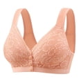 thumbnail image 4 of Bras for Women Plus Size Floral Print No Underwire Front Closure Full Coverage Push Up Comfort Senior Everyday Bra,Green,40 B, 4 of 4