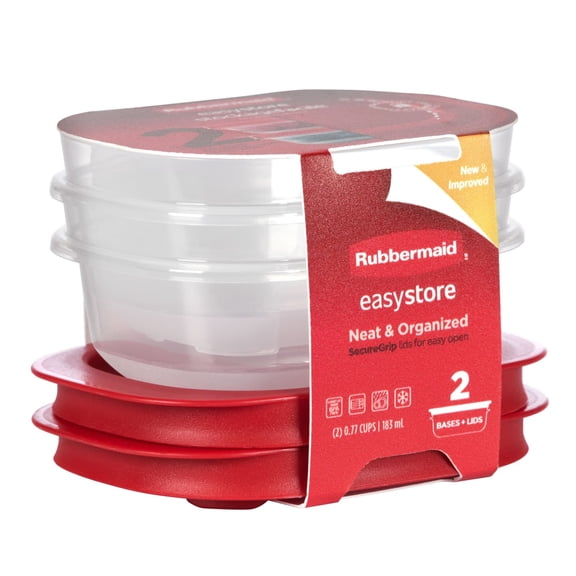 Rubbermaid 0.77-Cup EasyStore Rectangle Containers, 2 Pack, Food Storage Containers, Food Storage Containers with Lids
