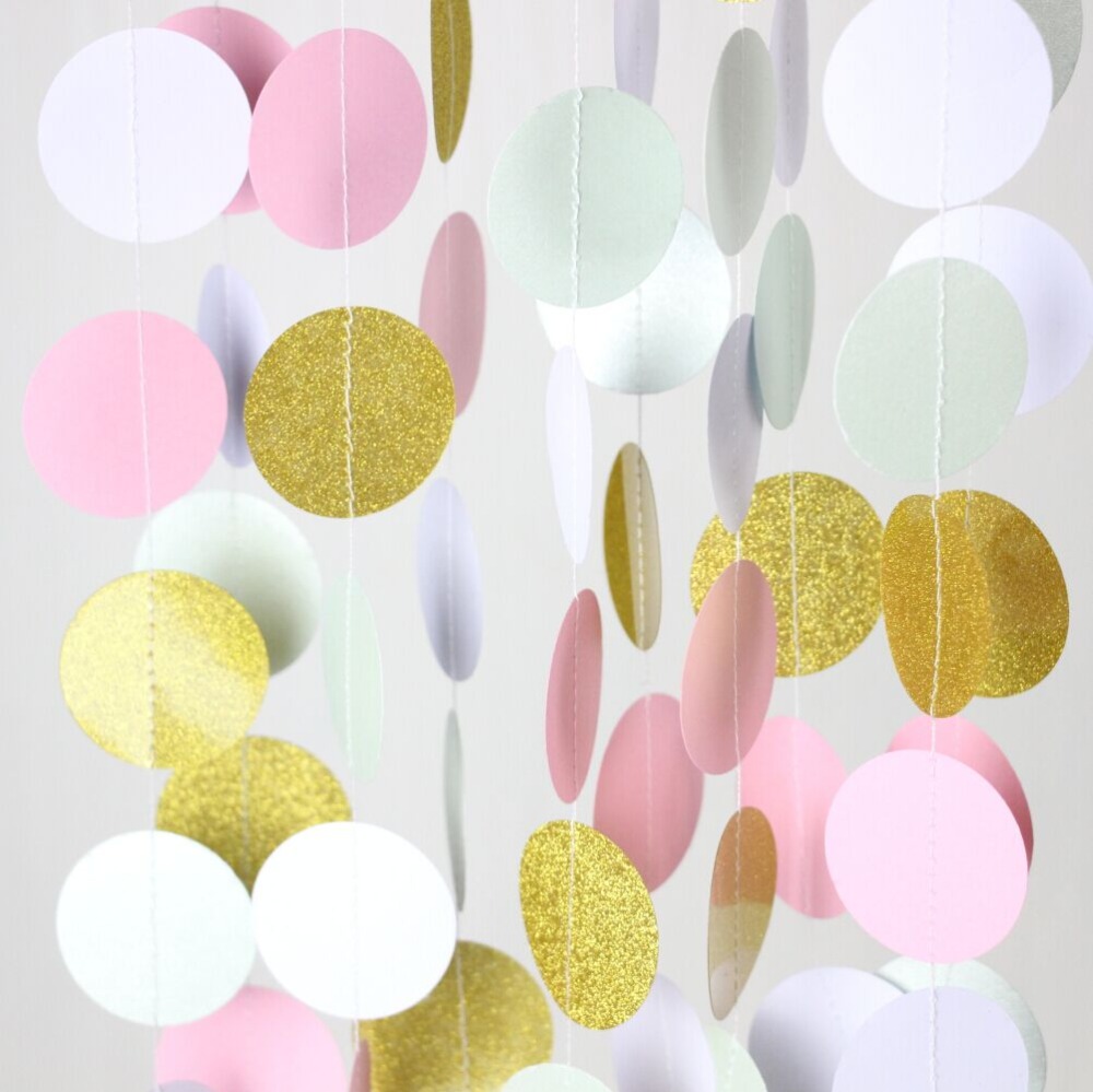 Quasimoon Pink And Gold Circle Paper Garland Banner 9ft By