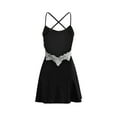 thumbnail image 6 of Liacowi Women Satin Dress Low-Cut Backless Hollow Out Lace Spaghetti Strap A-line Mini Dress, 6 of 7