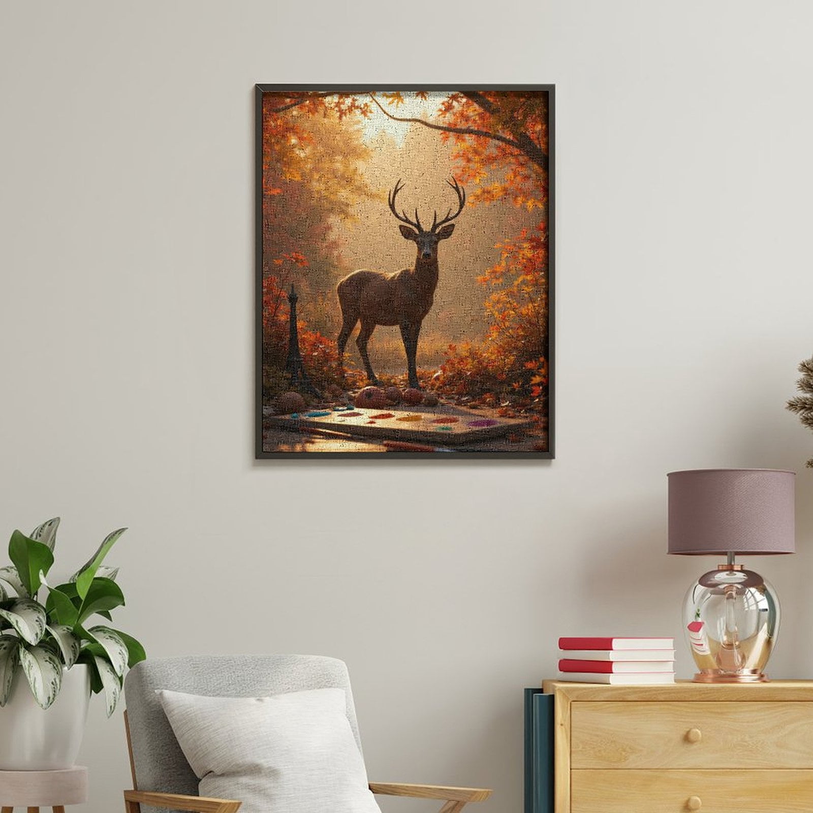 Paint By Numbers Kit for Adults Beginner - Deer Autumn Leaves Art Supplies DIY Canvas Painting Kits for Adults, Frameless Paint By Number for Adults for Home Wall Decor 16x20 Inch