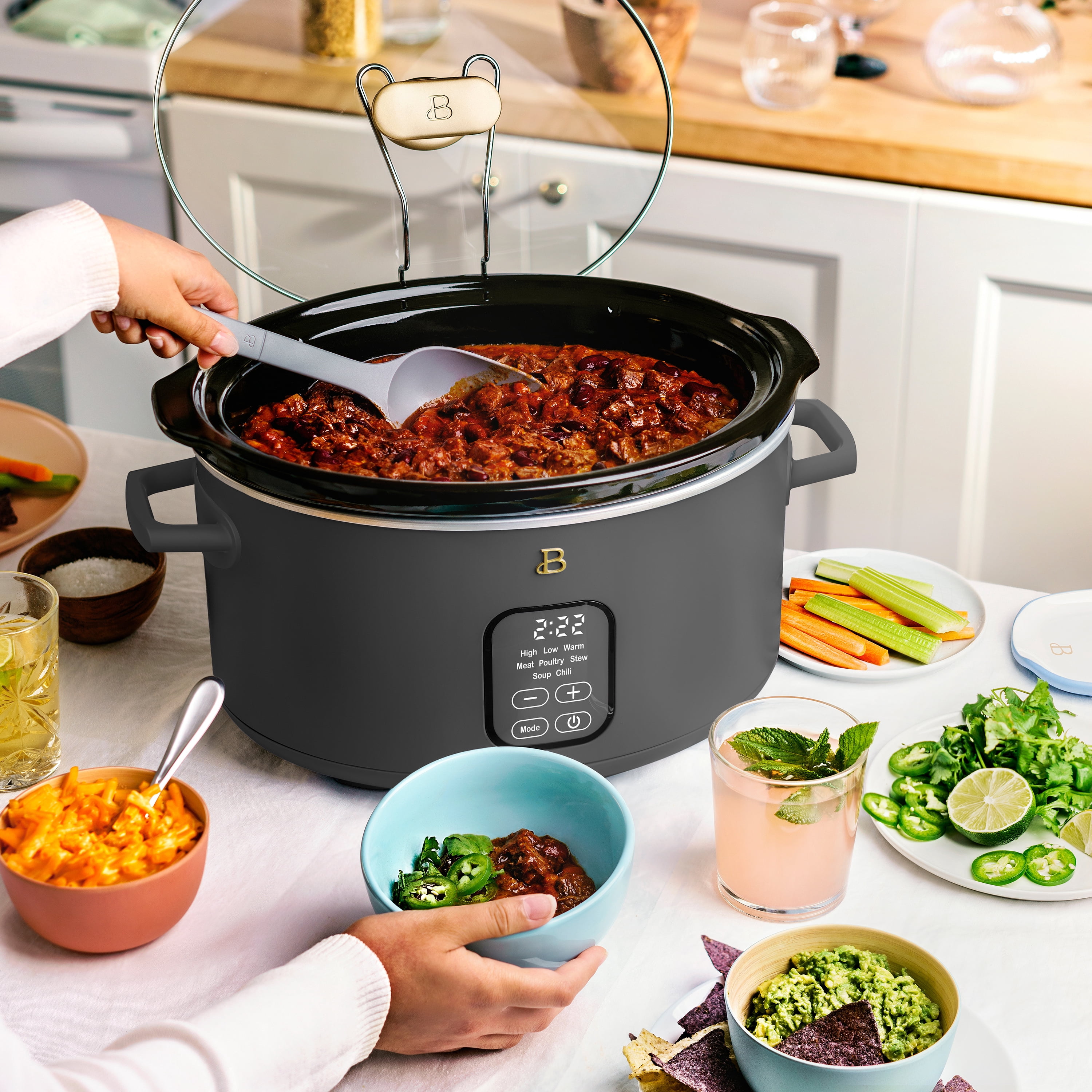 Beautiful 6 Qt Programmable Slow Cooker, Oyster Grey by Drew Barrymore