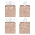 thumbnail image 2 of Kdxio Beige Sparkling Glitter Print Tissue Box Cover,Square Decorative PU Leather Facial Paper Case Organizer Holder Dispenser for Bathroom,Night Stands,Desk,Car 5.2''X5.2''X5.2'', 2 of 8