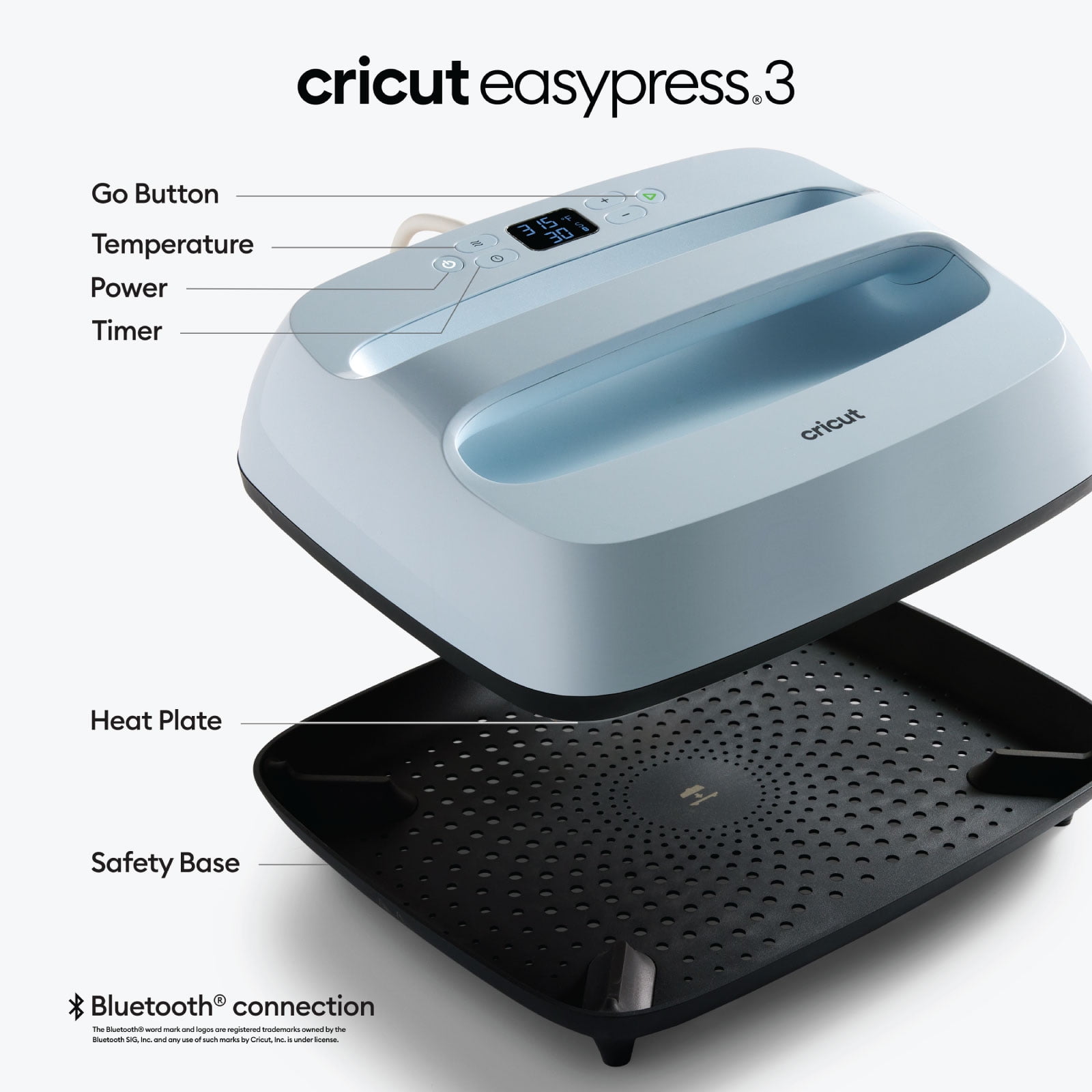 Cricut EasyPress® 3 - 12 in x 10 in - Bluetooth®-Enabled Handheld Heat  Press 