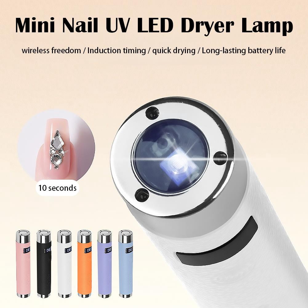 Handheld UV Light for Gel Nails with Stand, Mini Portable Cordless Nail Lamp with LCD Display, Eye-Protective Cover, Flash Curing for Glue