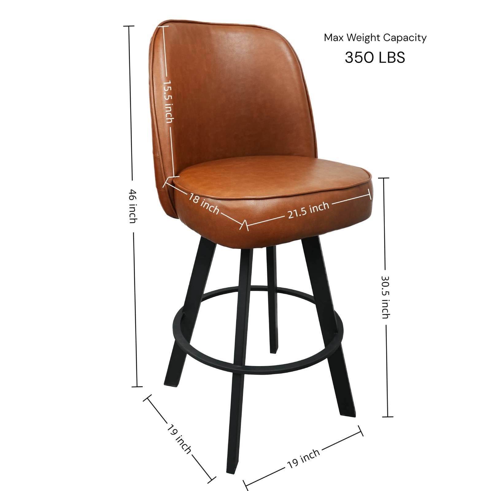 Swivel Bar Stools Set of 2 Counter Height Swivel Bar Stools with Backs, Faux Leather Tufted Barstools for Kitchen Island, Home Bar, Walnut