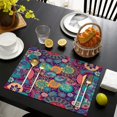 thumbnail image 3 of Vintage Bohemian Rustic Flax Placemats Set of 6, 12x18 Inch Boho Chic Tribal Nordic Style Artistic Ethnic Patterns, Washable Earthy Style Table Mats for Dining Room, 3 of 5
