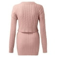 thumbnail image 3 of Ladies Knit Dress Two Piece Suit Round Neck Top And Mini Knit Skirt Pencil Skirt Elasticated Bodycon 2 Piece Set Sweater Dress Unicoloured Long Sleeve Short Sweater Knit Dress Slim Fit Skirt, 3 of 6