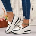 thumbnail image 4 of Women's Slip On Platform Wedge Loafers Lightweight Leather Wide Toe Box Tennis Shoes Comfortable Walking Sneakers Black Size 7.5, 4 of 5