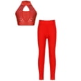 thumbnail image 1 of renvena Ensemble de Sport pour Filles Enfants Gym Ballet Danse Crop Top avec Leggings Rouges 6, 1 of 7