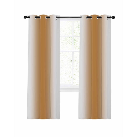 Burnt Orange White Ombre Blackout Curtains, Light Blocking Print Window Curtains, Modern Abstract Art Farmhouse Gradient Thermal Insulated Window Drapes for Living Room 2 Panels, 55"W x 39"L