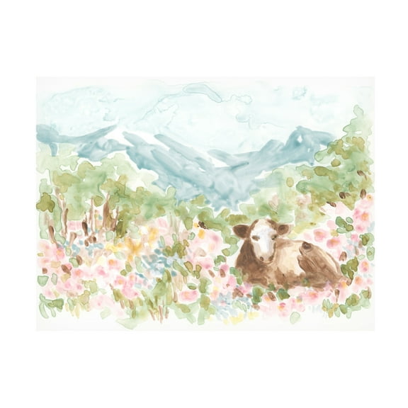 Trademark Fine Art June Erica Vess Cow Meadow V Canvas Wall Art