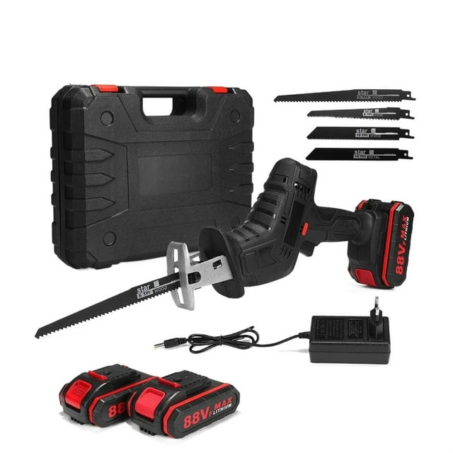 3000RPM/Min Cordless Electric Reciprocating Saw Portable Metal Wood Cutting Machine Tool Variable Speed 2Pcs Battery ,Long Lasting
