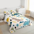thumbnail image 3 of jejeloiu Multicolor Dino Pattern Queen Comforter Set,Kawaii Dinosaur Print Bedding Comforter Set For Boys Reversible 3-Piece, 3 of 8