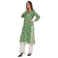 thumbnail image 3 of Moomaya Indian Rayon Kurta For Women Printed A-Line Kurti Lace Designer Ethnic Wear Shirt, 3 of 7