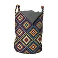 thumbnail image 1 of Abstract Laundry Bag, Geometric Illustration Along Colorful Concentric Wavy Squares on Blue Background, Basket with Handles Drawstring Closure for Laundromats, 13" x 19", Multicolor, by Ambesonne, 1 of 4