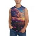 thumbnail image 3 of Uemuo Dreamy Dandelion Sunset Pattern Men's Sleeveless T-Shirt,Muscle Athletic Tank Top, Moisture-wicking Quick-dry Breathable Classic Tee Top for Gym Run Outdoor Sports-Small, 3 of 8