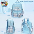 thumbnail image 3 of Blue Backpack - Adjustable Straps, Large Capacity, Includes Stationery Set with Card Holder & 6 Pins, 3 of 8