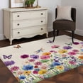 thumbnail image 3 of Area Rugs for Living Room Bedroom, Vintage Flowers 4'x6' Rug Washable Carpet Runner Indoor Outdoor, Watercolor Butterfly Dragonfly Daisy Beige Non Slip Accent Floor Mats Rug for Kitchen, Office, 3 of 8