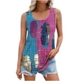 thumbnail image 2 of GaThRRgYP Chic Women's Sleeveless Blouse,2025 Women's Spring and Summer New Tank Eyelet Embroidery Neck Fashion Print Casual Fashion Top Blouse White S, 2 of 6